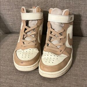 Nike Kids High-Top Sneakers in Brown and White